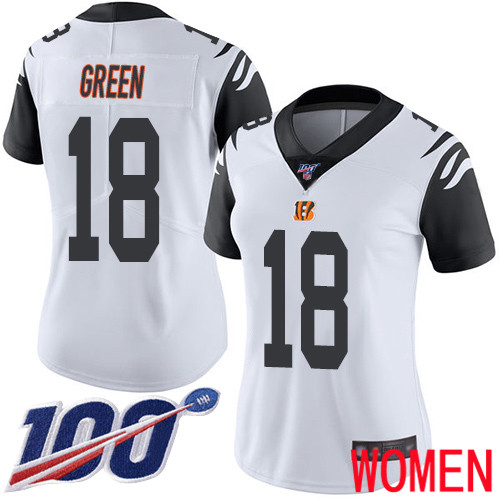 Cincinnati Bengals Limited White Women A J Green Jersey NFL Footballl 18 100th Season Rush Vapor Untouchable